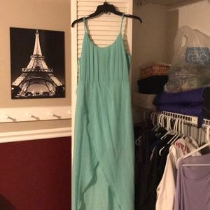 Mint green high low dress